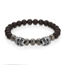 My Fun Colors Bracelets: Stainless Steel Skull: Hematite & Matte Black Onyx