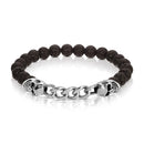 My Fun Colors Bracelets: Stainless Steel Skull: Lava Stone w/ Chain