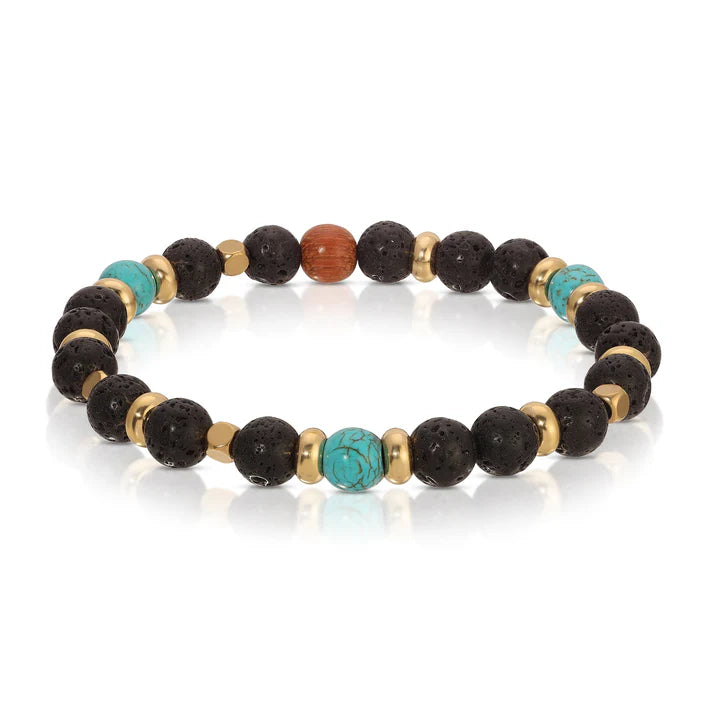 My Fun Colors Bracelets: Turquoise Howlite/ Lava Stone