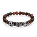 My Fun Colors Bracelets: Stainless Steel Skull: Red Tiger Eye