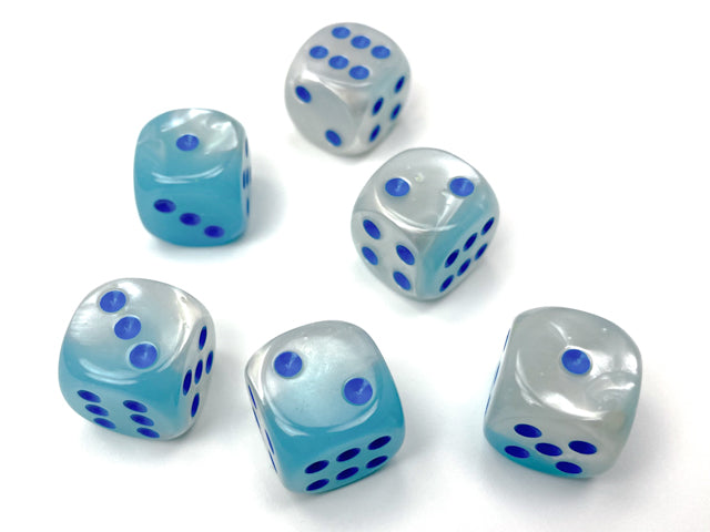 Chessex Gemini: 16MM D6 Turquoise-White/Blue (12)