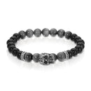My Fun Colors Bracelets: Stainless Steel Skull: Black Onyx/Eagle Eye