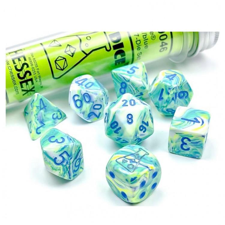 Chessex Lab Dice Festive: Garden/Blue 7 Dice Set