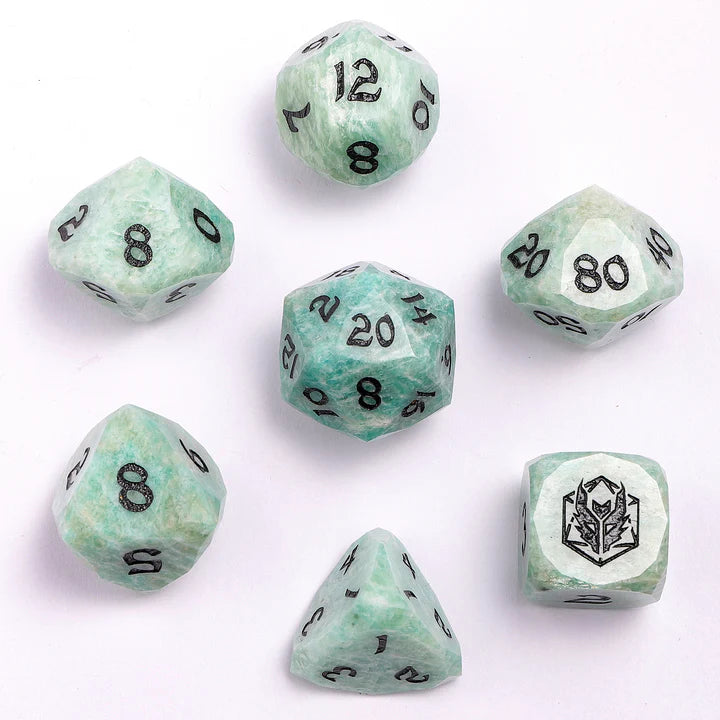 Hymgho: Dragon's Hoard Gemstone Dice: Luster Cut Dice Set: Amazonite