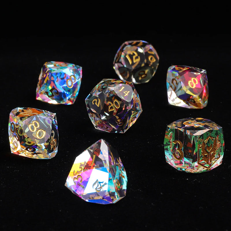 Hymgho: Dragon's Hoard Gemstone Dice: Luster Cut Dice Set: Prismatic Crystal