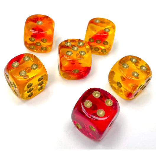 Chessex Gemini: 16MM D6 Red-Yellow/Gold (12)