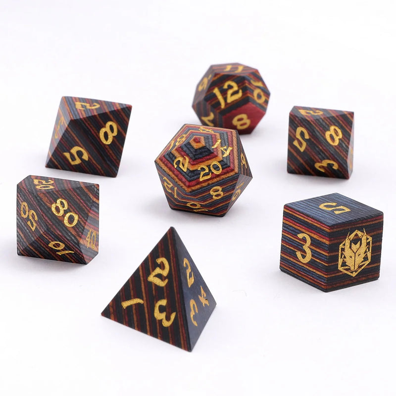 Hymgho: Dragon's Hoard Gemstone Dice: Polyhedral Dice Set: Rainbow Wood