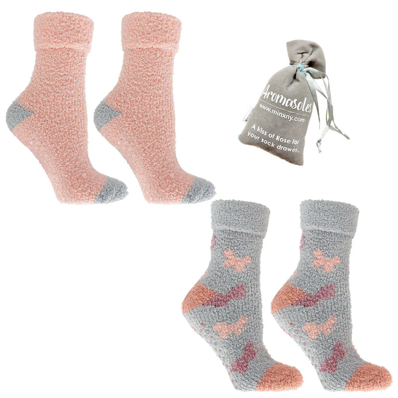 Aromasoles: infused socks: Rose & Shea Butter: Butterfly Peachy Pearl