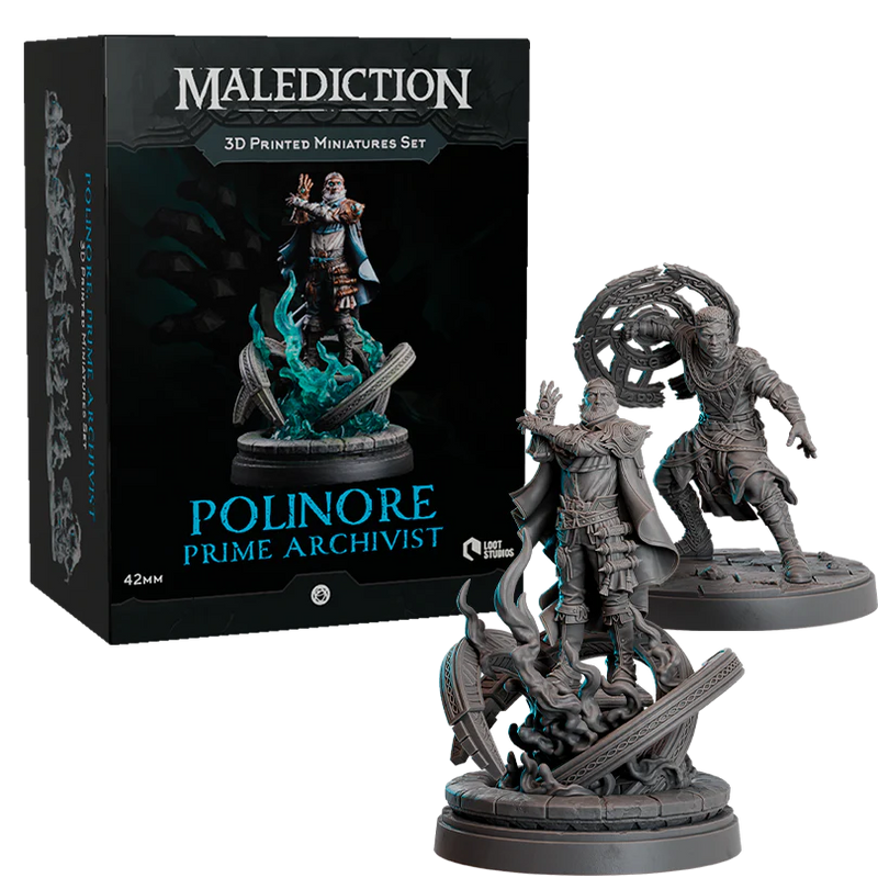 Malediction: 3D Printed Miniatures Set: Polinore, Prime Archivist