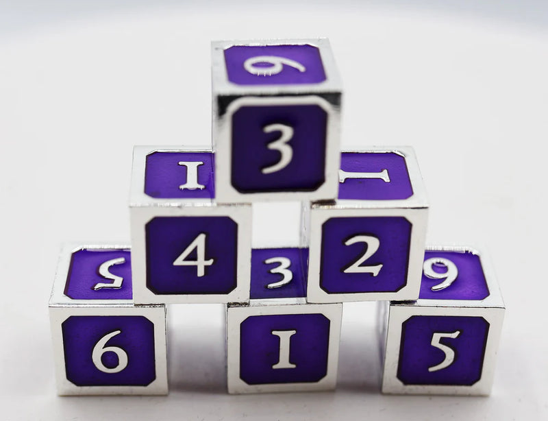 Foam Brain Games: Metal D6 Dice Set: Purple and Silver