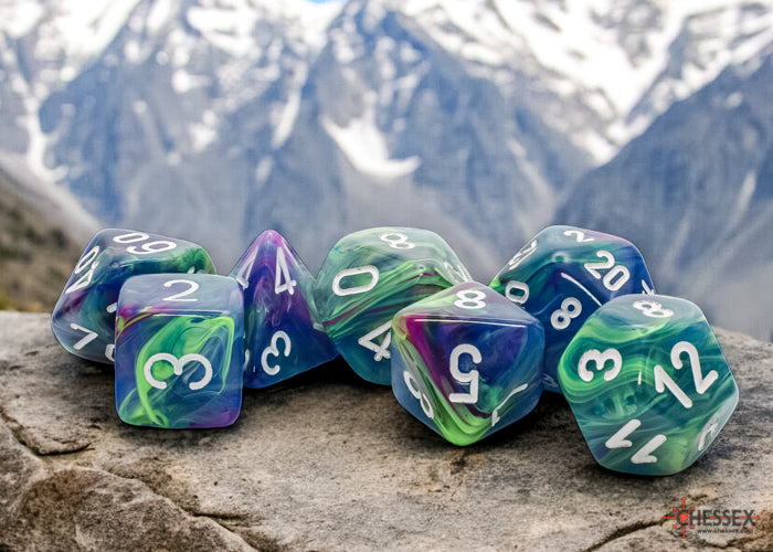 Chessex Mega-hedral: Festive Waterlily/White
