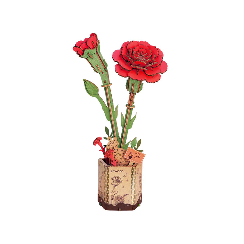 Wooden Bloom Craft: Red Carnation