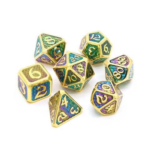 Die Hard Dice 7 Die Metal Dice Set: Drakona Khaos Hemera