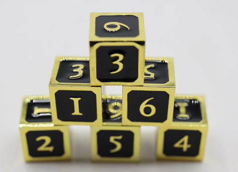 Foam Brain Games: Metal D6 Dice Set: Black and Gold