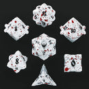 Hymgho Solid Metal Paladin Dice: Matte White with Blood Spatters Set (7)
