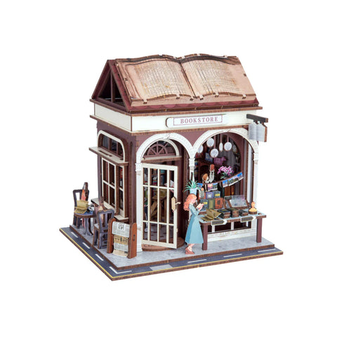 Hands Craft 3D Wooden Puzzle: DIY Miniature House: Bookstore