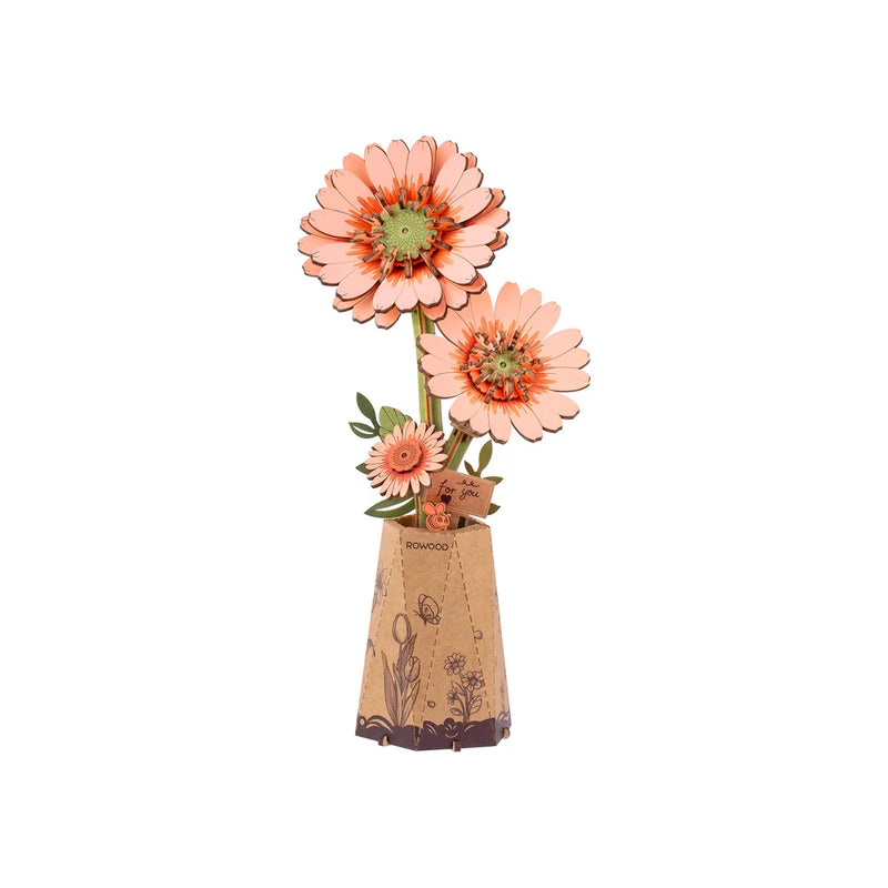 Hands Craft 3D Wooden Puzzle: Light Orange Gerbera Daisy