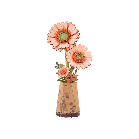 Hands Craft 3D Wooden Puzzle: Light Orange Gerbera Daisy