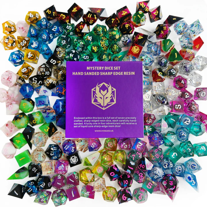 Hymgho: Mystery Dice Set: Hand Sanded Sharp Edge Resin