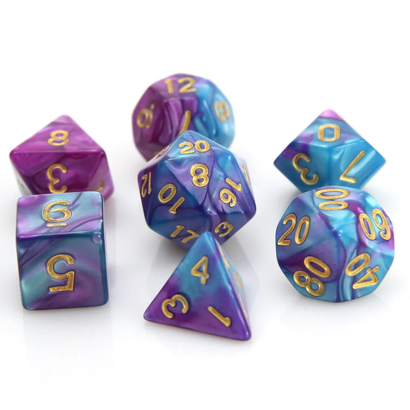 Die Hard Dice: 7pc RPG Set: Purple and Turquoise Marble
