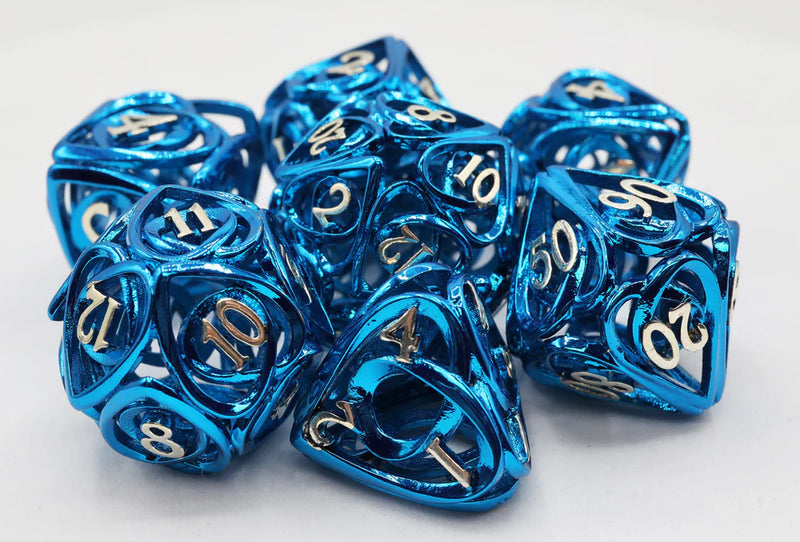 Foam Brain Games Blue Hollow Hearts RPG Metal Dice Set