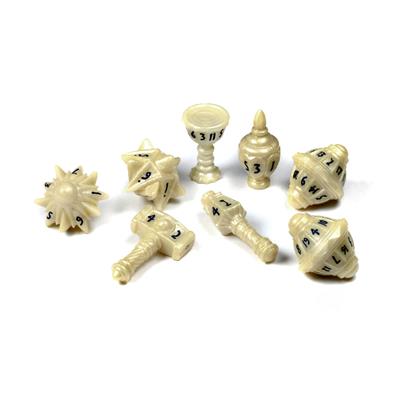 Polyhero Dice - Cleric 8 Dice Set Celestial Ivory