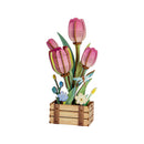 Hands Craft 3D Wooden Puzzle: Pink Tulip Bloom Set