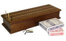 Cribbage Board 3 Player Inlaid Walnut with Cards