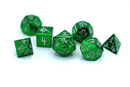 Hymgho Solid Metal Barbarian Dice: Green Chrome with Silver Set (7)