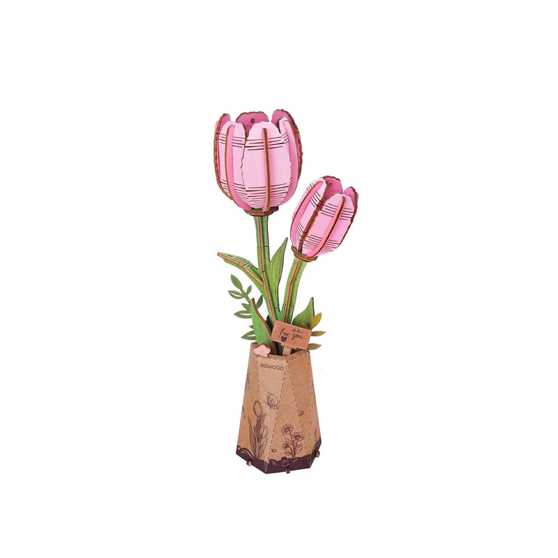 Hands Craft 3D Wooden Puzzle: Pink Tulip