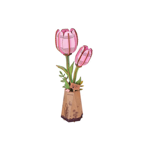 Hands Craft 3D Wooden Puzzle: Pink Tulip