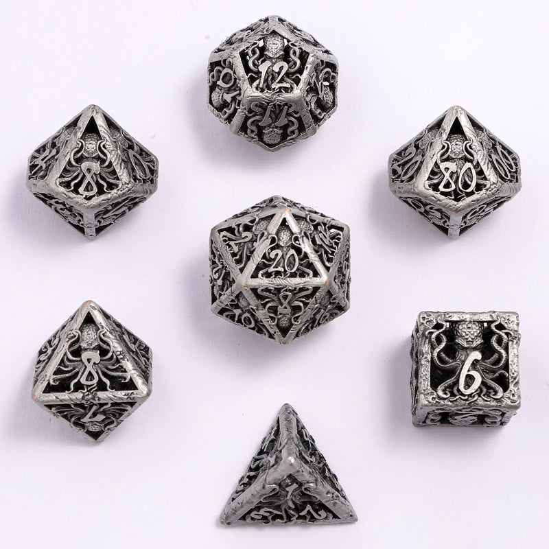 Hymgho: Hollow Dragon Polyhedral Dice Set Filled With Gems - Copper