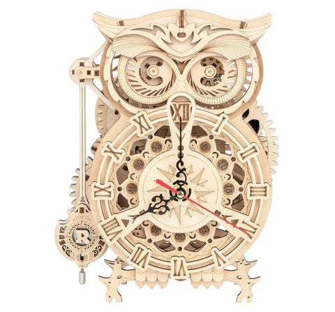 3D Mechanical Wooden Puzzle: Owl Clock