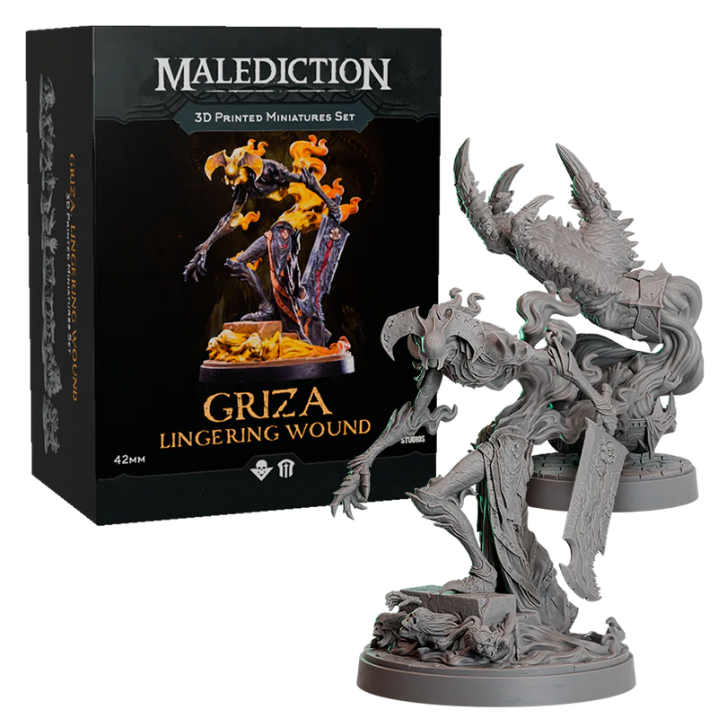 Malediction: 3D Printed Miniatures Set: Griza, Lingering Wound