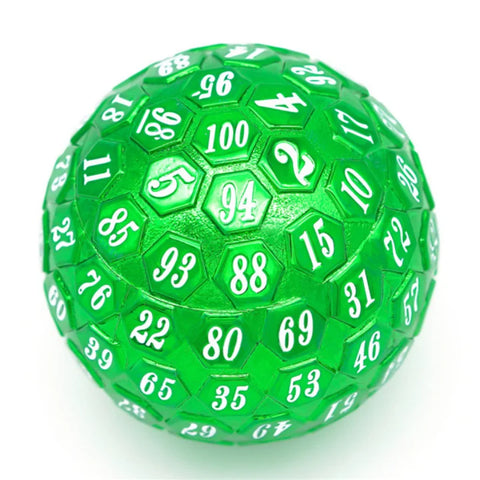 Foam Brain Games 45mm Metal D100 - Green with White Font
