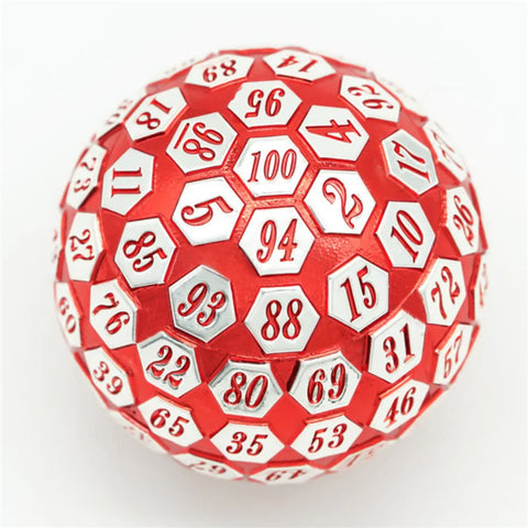 Foam Brain Games 45mm Metal D100 - Red & Silver