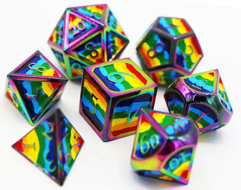 Foam Brain Games: Metal RPG Dice Set: Rainbow Pride Flag