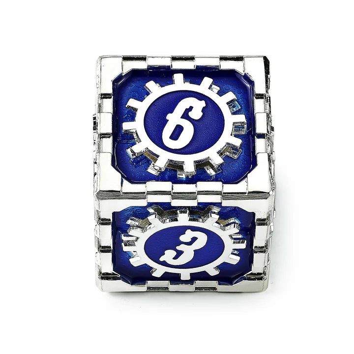 Hymgho: Cogcraft Fidget D6: Tesla: Blue & Silver