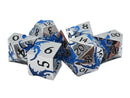 Old School Metal 7 Dice Set: Soaring Dragon: Silver with Blue