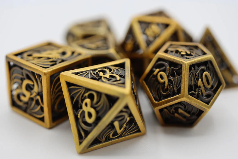 Foam Brain Games: Metal RPG Dice Set: Dragon Essence Hollow: Gold