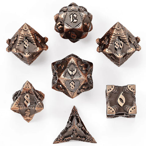 Hymgho Solid Metal Paladin Dice: Ancient Copper (7)