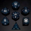 Hymgho: Dragon's Hoard Polyhedral Dice Set: Blasted Glass Frosted Dark Blue