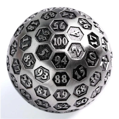 Foam Brain Games 45mm Metal D100 - Inscribed Silver