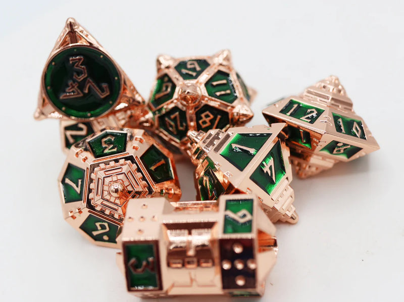 Foam Brain Games: Metal RPG Dice Set: Dice 51: Emerald Meteor Shower
