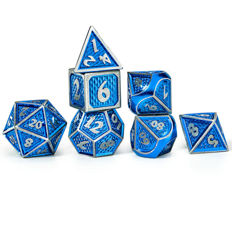 Hymgho Solid Metal Behemoth Dice: Brushed Blue Set (7)