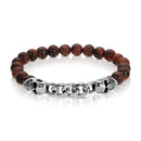 My Fun Colors Bracelets: Stainless Steel Skull: Red Tiger Eye w/ Chain