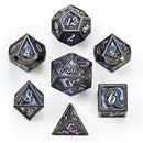 Hymgho Solid Metal Dragon Dice: Gunmetal With Purple (7)