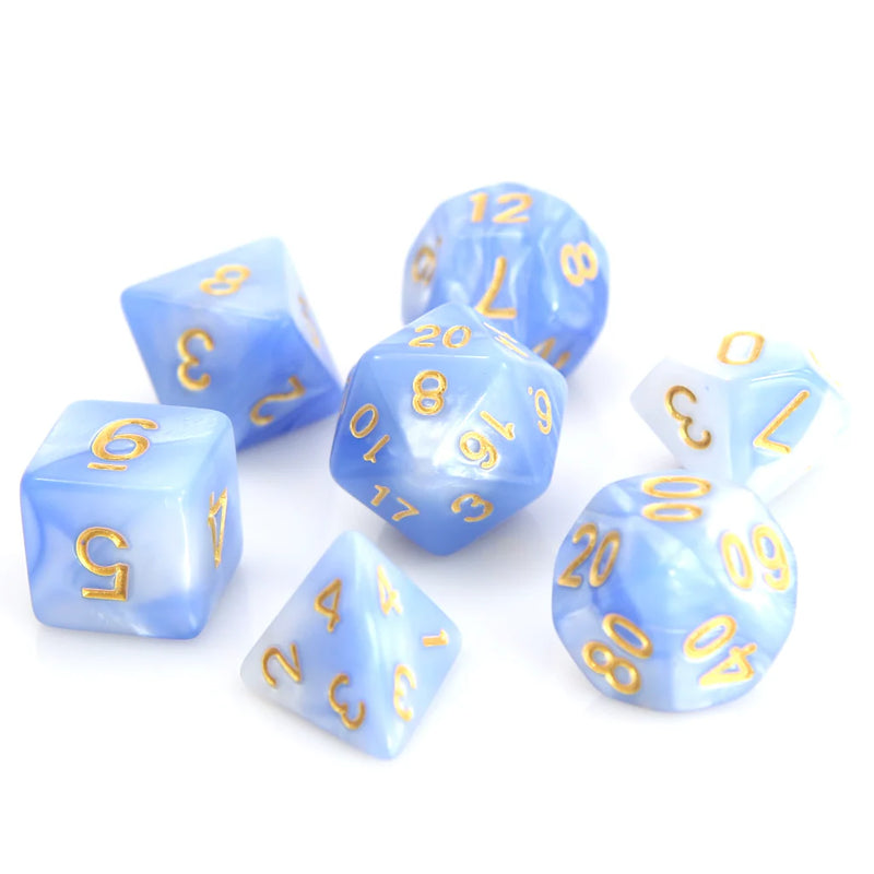 Die Hard Dice: 7pc RPG Set: Blue and White Marble