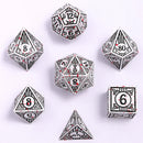 Hymgho Solid Metal Bard Dice: White With Blood Splatter (7)