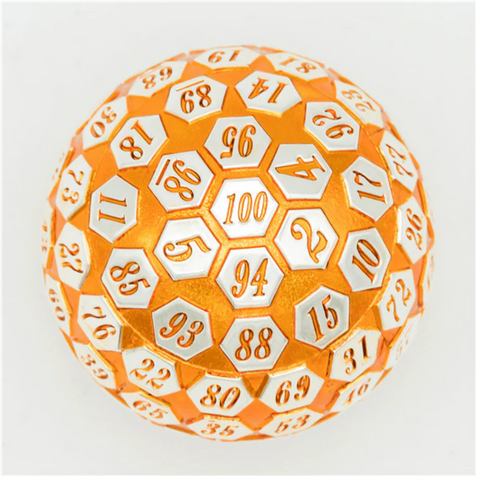 Foam Brain Games 45mm Metal D100 - Orange & Silver